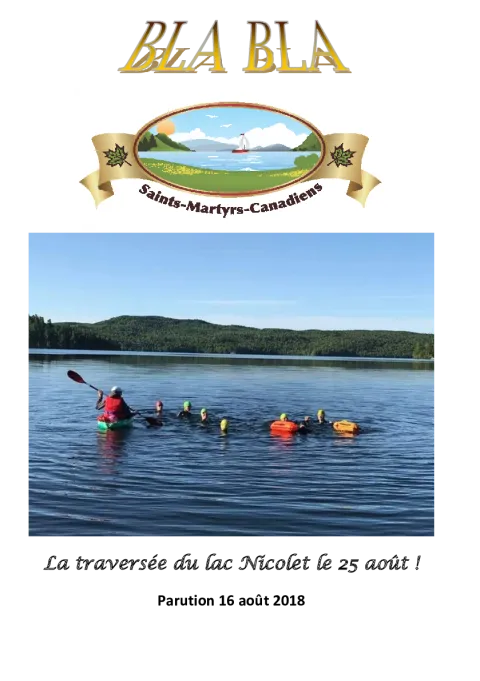 Août 2018 Traversée Lac Nicolet